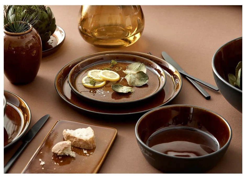 Fekete-borostyán színű kőedény tányér ø 27 cm Gastro Black/Amber – Bitz