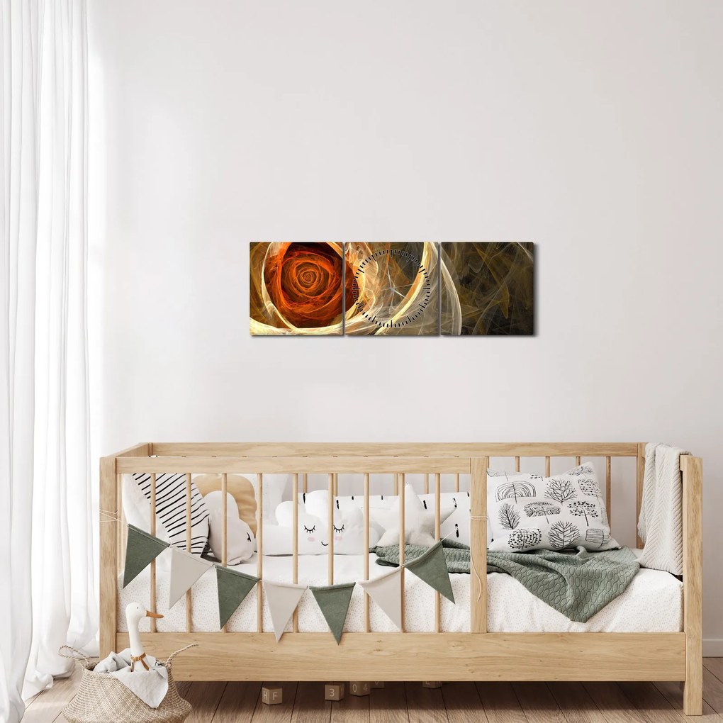 Kép - Absztrakt rózsák tüzes színekben (órával) (90x30 cm)