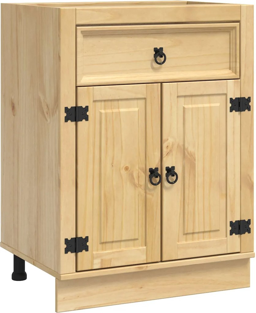 vidaXL Cabinet fiókkal SKI Mézes Barna 60 x 46 x 81,5 cm Tömör fenyőfa