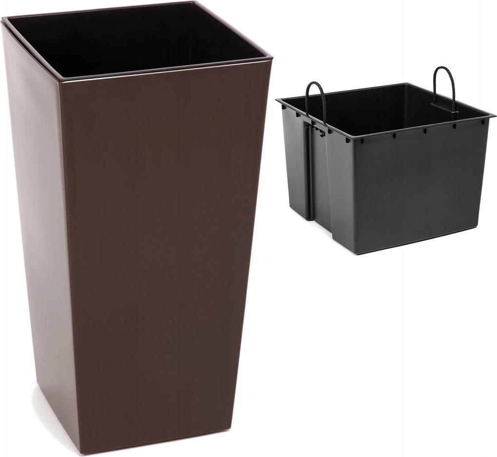 Magas kaspó fényes mokka betéttel H 260 mm