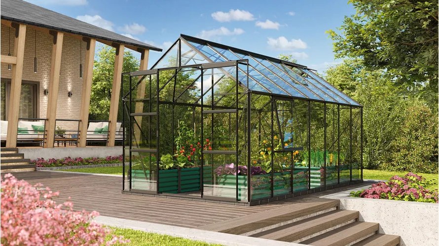 üvegház VITAVIA URANUS 11500 tiszta üveg 3 mm fekete színű LG2829