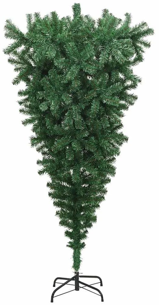 Felfelé álló műfenyő, világítással, gömbökkel Zöld 210 cm PVC