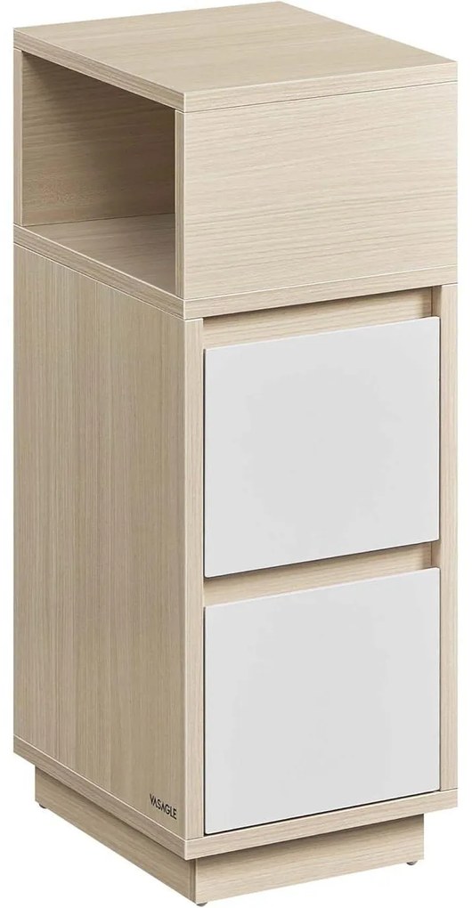 Éjjeliszekrény, 2 fiók, nyitott rekesz,natúr bézs, felhőfehér