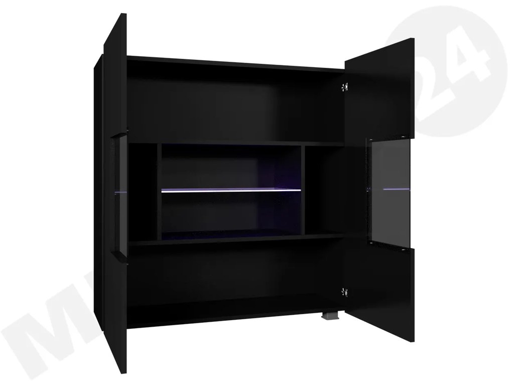 Vitrin Brenali BR01 (fekete + fényes fekete) (kék LED világítás). 1053847