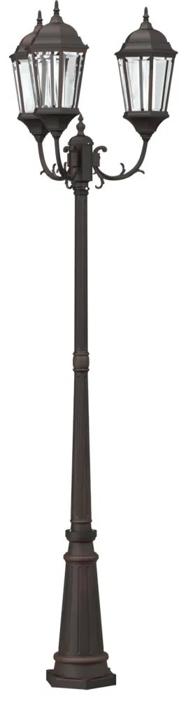 Kerti lámpa poszt 3-lámpás E27 Bronz 235 cm Alumínium