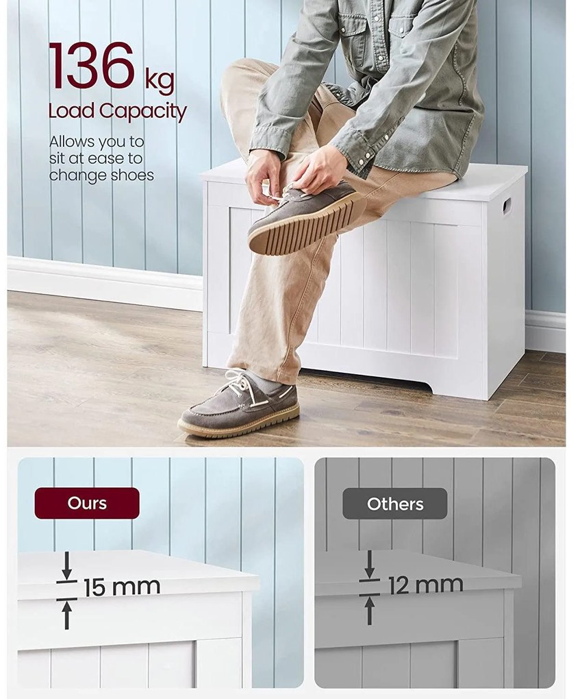 Tároló láda, játéktároló, fehér 76x40x48cm