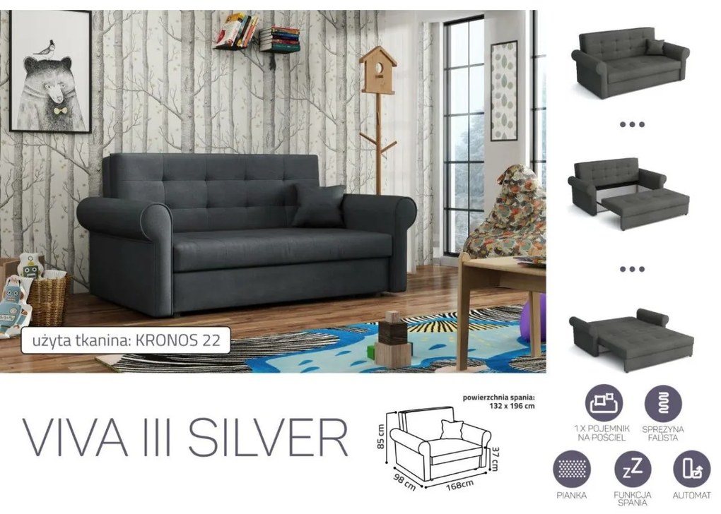 VIVA SILVER III. előre nyíló rugós kanapé