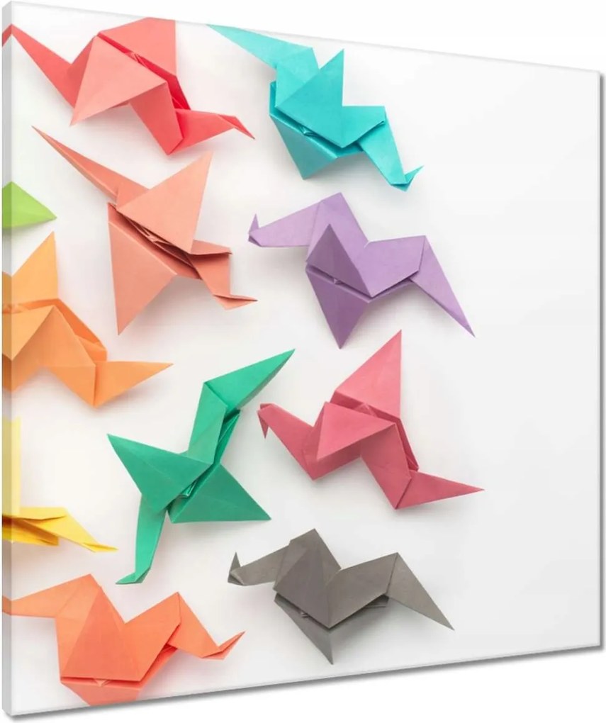 Vászonkép 60x60 Színes origami madarak