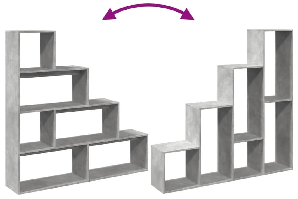 4 szintes betonszürke szerelt fa könyvespolc 143,5x29x143,5 cm