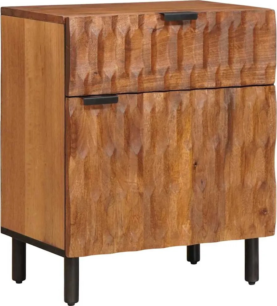 vidaXL Éjjeliszekrény fiókkal Barna 50 x 33 x 60 cm Tömör Mangófát