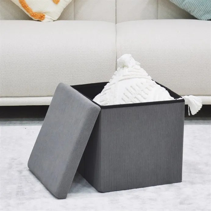 Szürke Kordbársony Tárolós Puff. TAB-471 GREY6