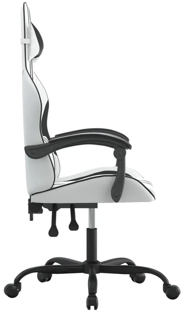 fehér és fekete műbőr forgó játékszék