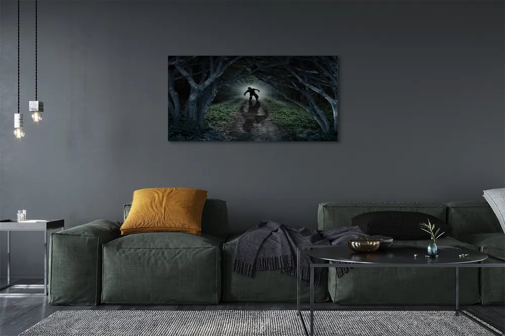 Canvas képek Sötét erdő fa forma 125x50 cm