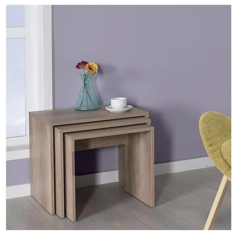 KÉSZLET 3x Kávésasztal barna