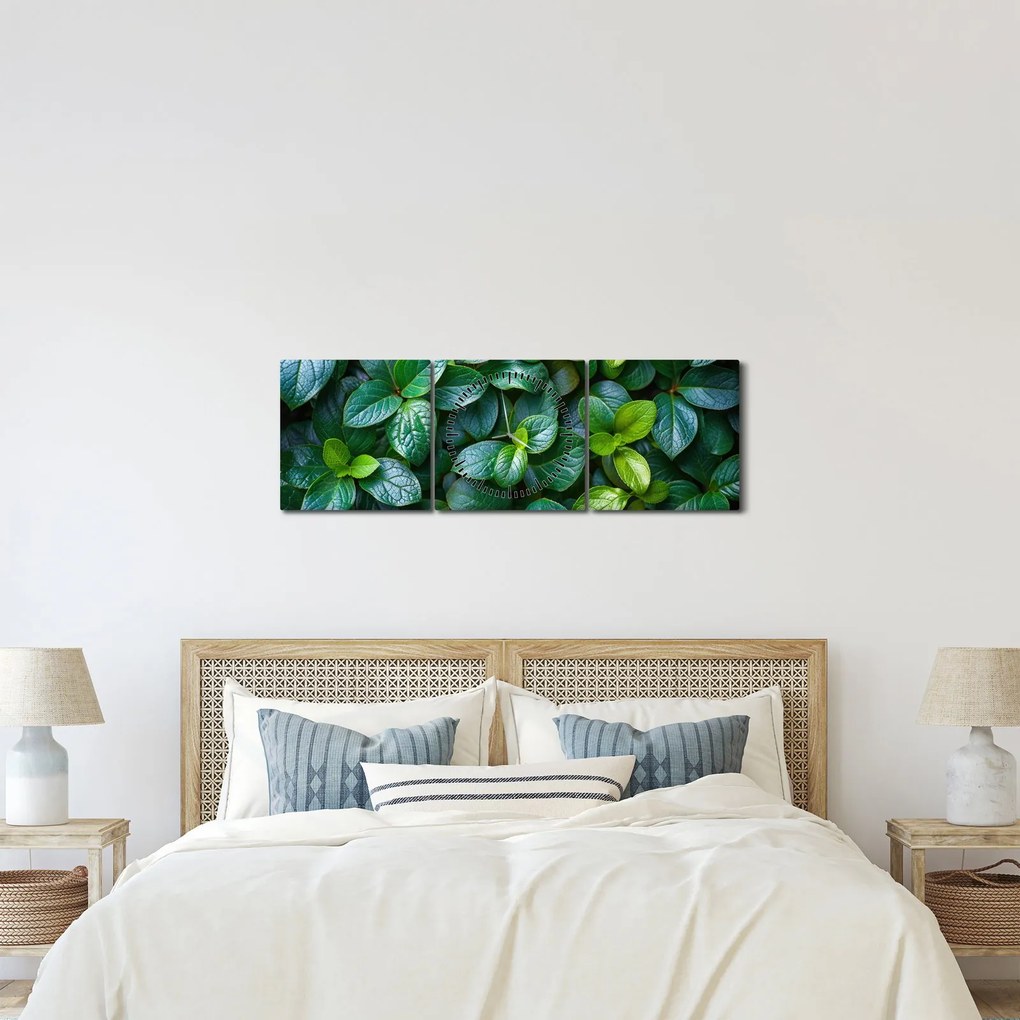 Kép - Zöld növények (órával) (90x30 cm)