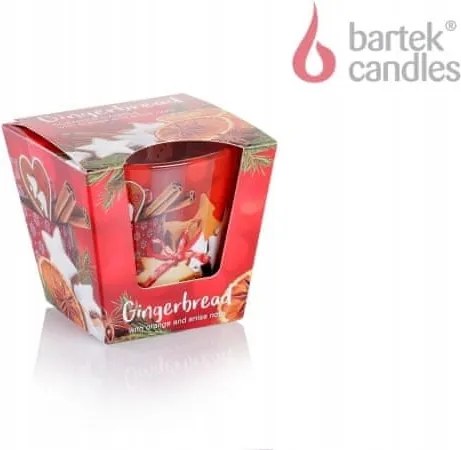 Karácsonyi gyertya üvegben Mézeskalács narancsos és ánizsos jegyekkel 115g