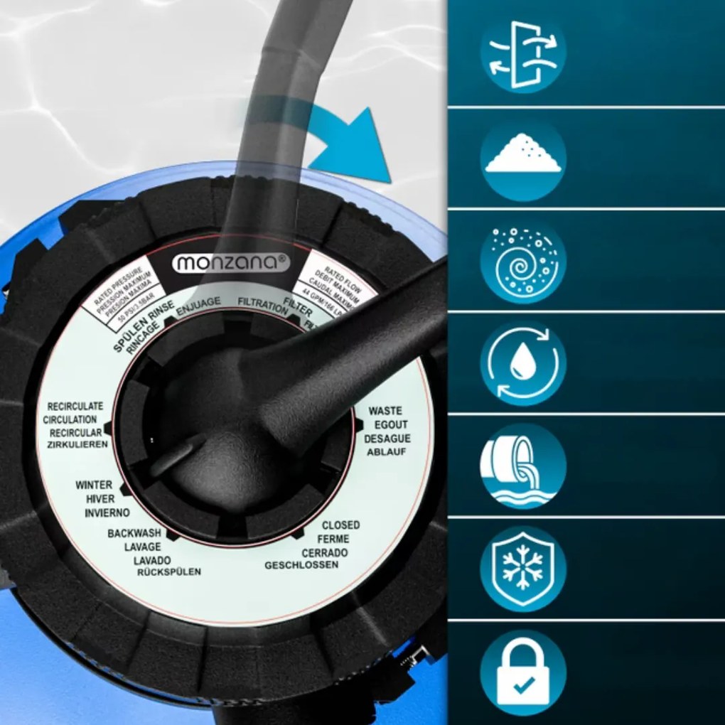 AQUA Homokszűrő medencéhez előszűrővel, 13 200 l/h, kék Monzana