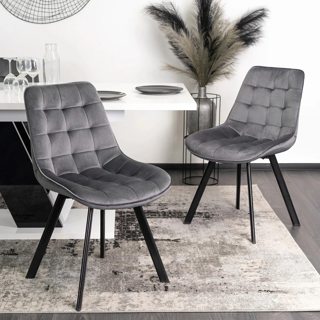 Étkezőgarnitúra 4 db székkel. Bővíthető asztal CLARK 120-160 cm + 4 db szürke étkezőszék RICK