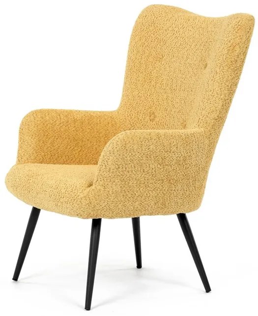 Füles fotel sárga bouclé szövettel. AK-W1206 YEL2