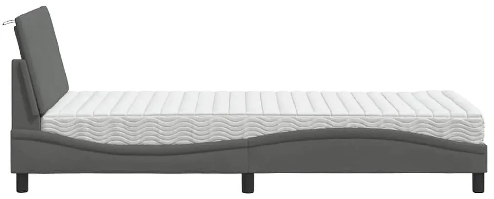 sötétszürke szövet ágy matraccal 80x200 cm Fabric