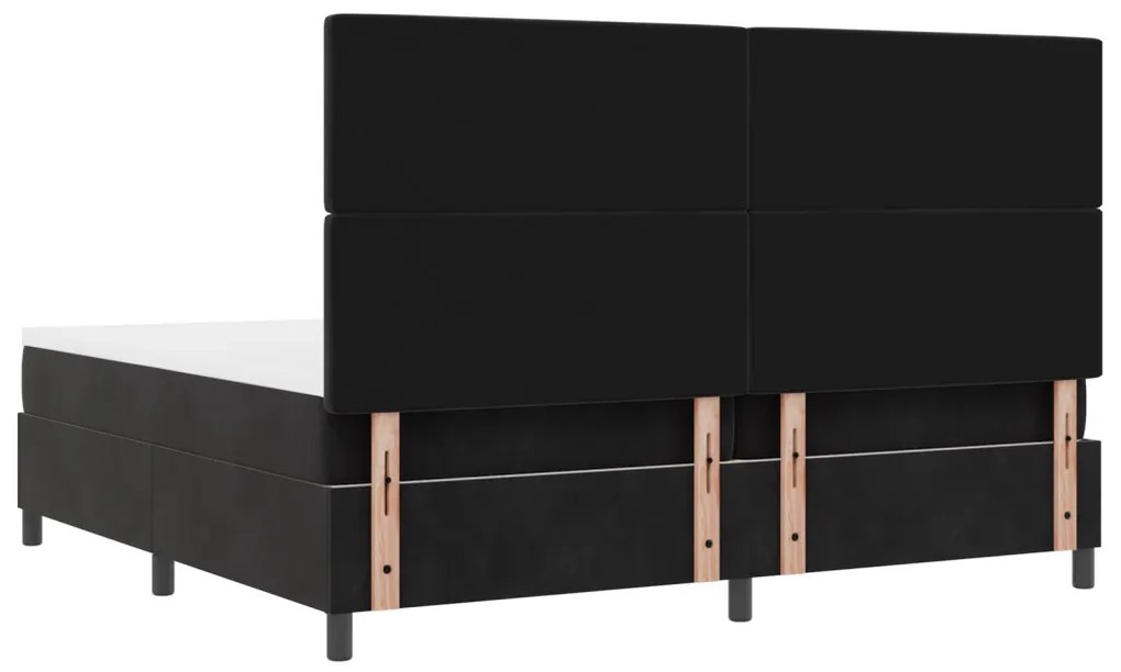 Boxspring Ágy Mattal és LED Fekete 200x200 cm Bársony