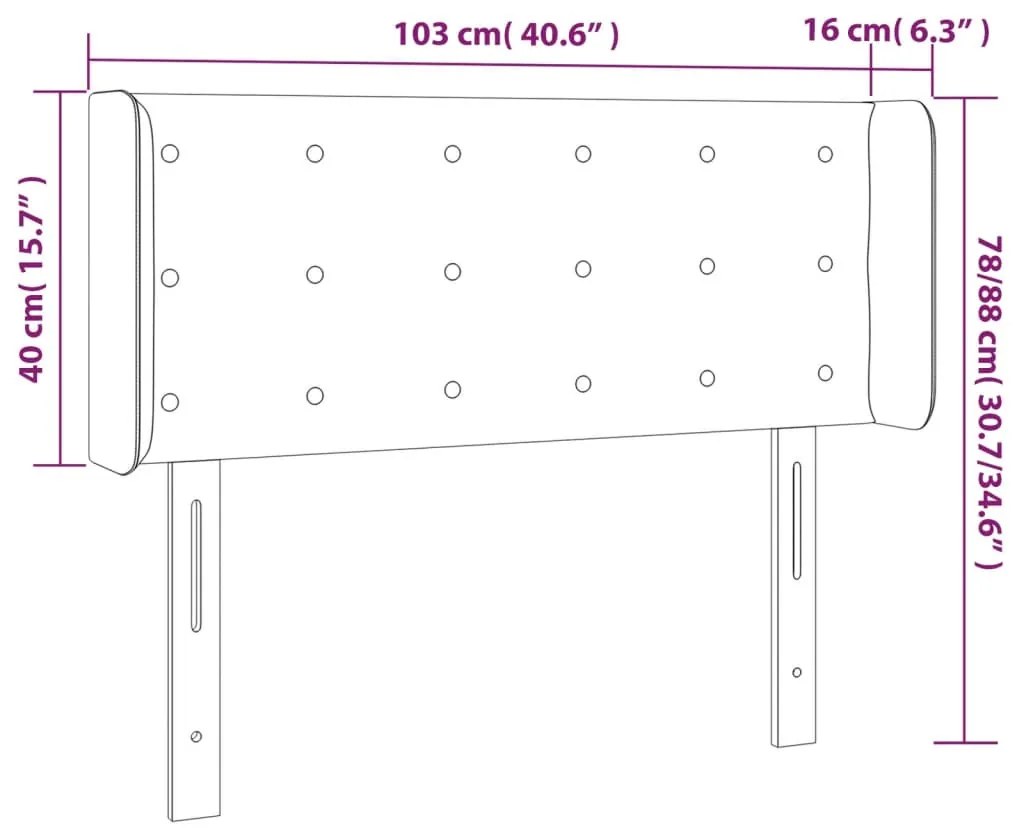 világosszürke szövet LED-es fejtámla 103 x 16 x 78/88 cm