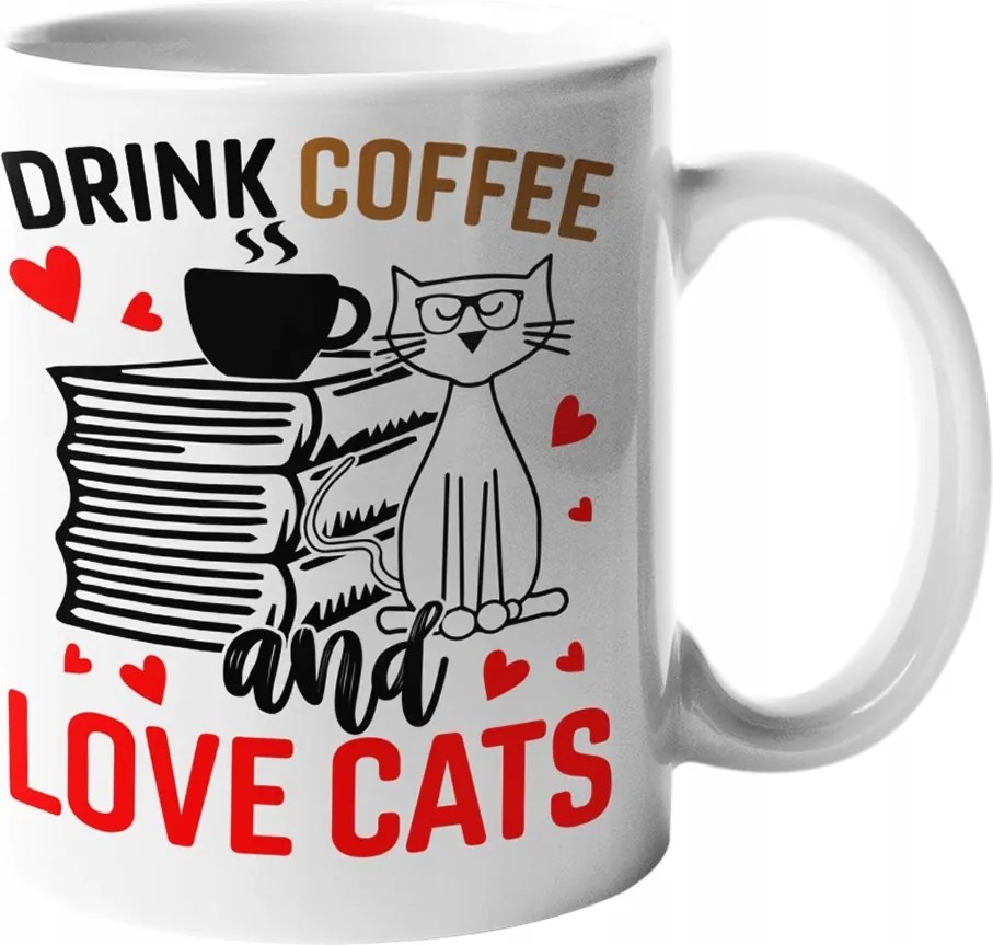 Macska Bögre Érdekes Motívum Drink Coffee and Love Cats 330ML. Csomagolás