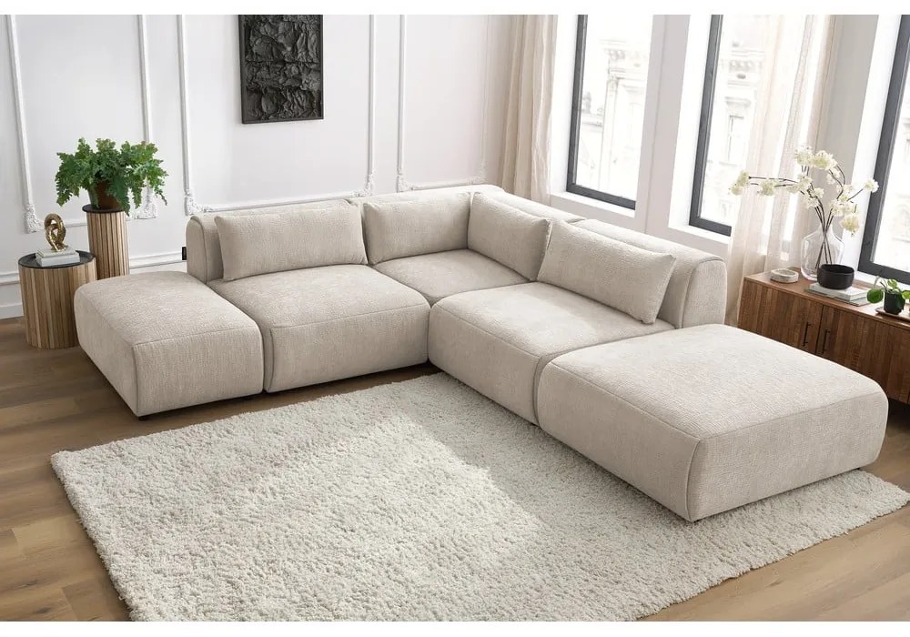 Bézs sarokkanapé (variálható) Jeanne – Bobochic Paris