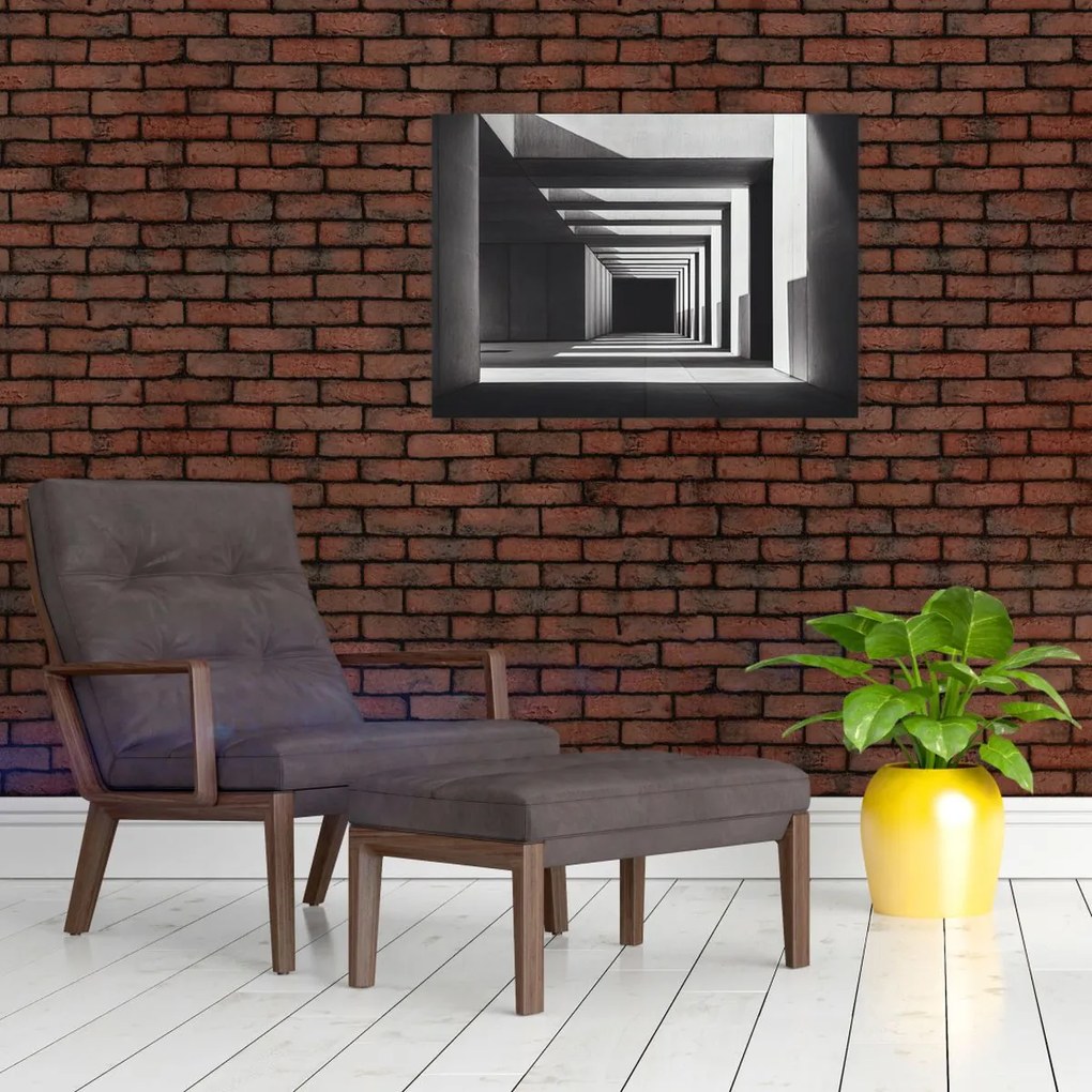 Üveg kép - Négyzet alakú alagút (70x50 cm)
