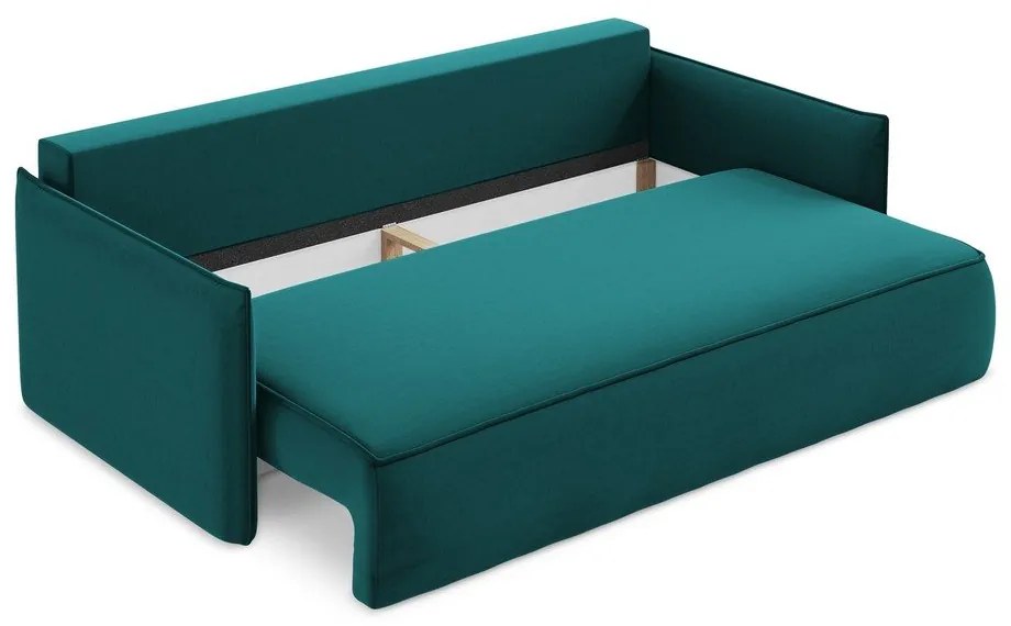 Türkiz bársony kinyitható-tárolóhelyes kanapé 225 cm Hula – Makamii