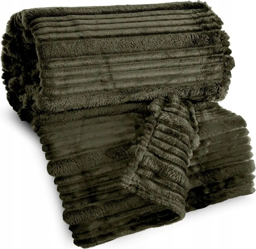 Ágytakaró Nina 150x200 Eurofirany olíva puha, térbeli csíkos