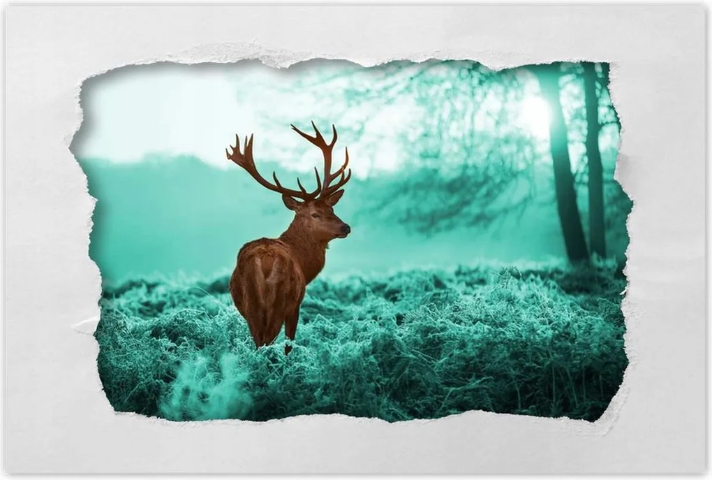 Poszterek 120x80 Szarvas a türkiz erdőben