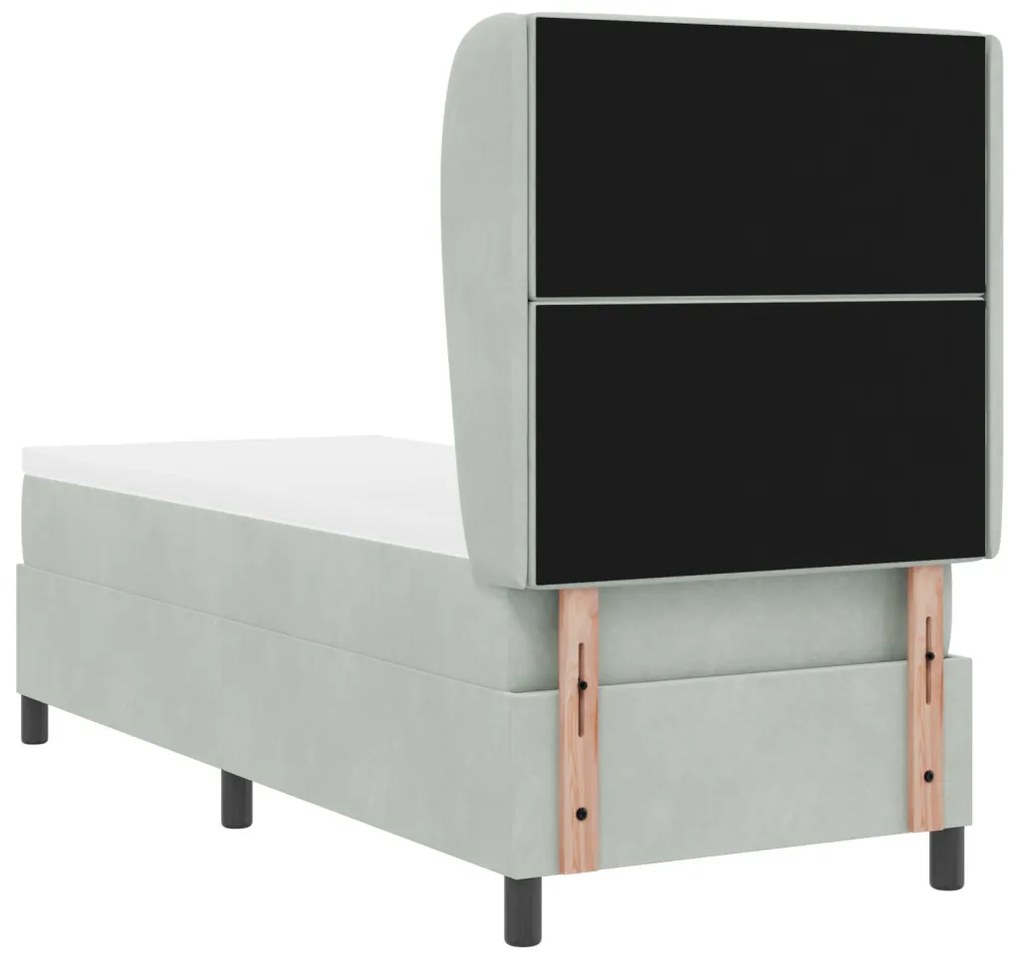 vidaXL Boxrugós ágy matracmal Világosszürke 200 x 80 cm Poliészter