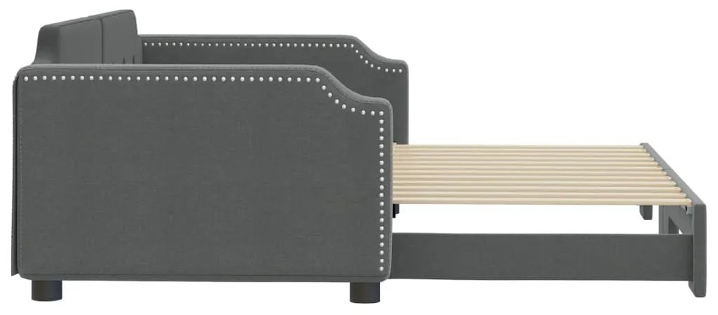 sötétszürke kihúzható szövet heverő 100 x 200 cm