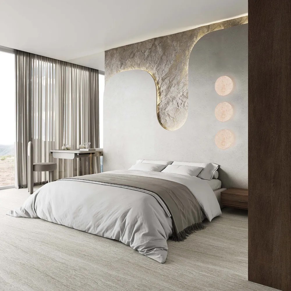 Matt fehér kő LED dimmelhető fali lámpa Bobbin – Trio Select