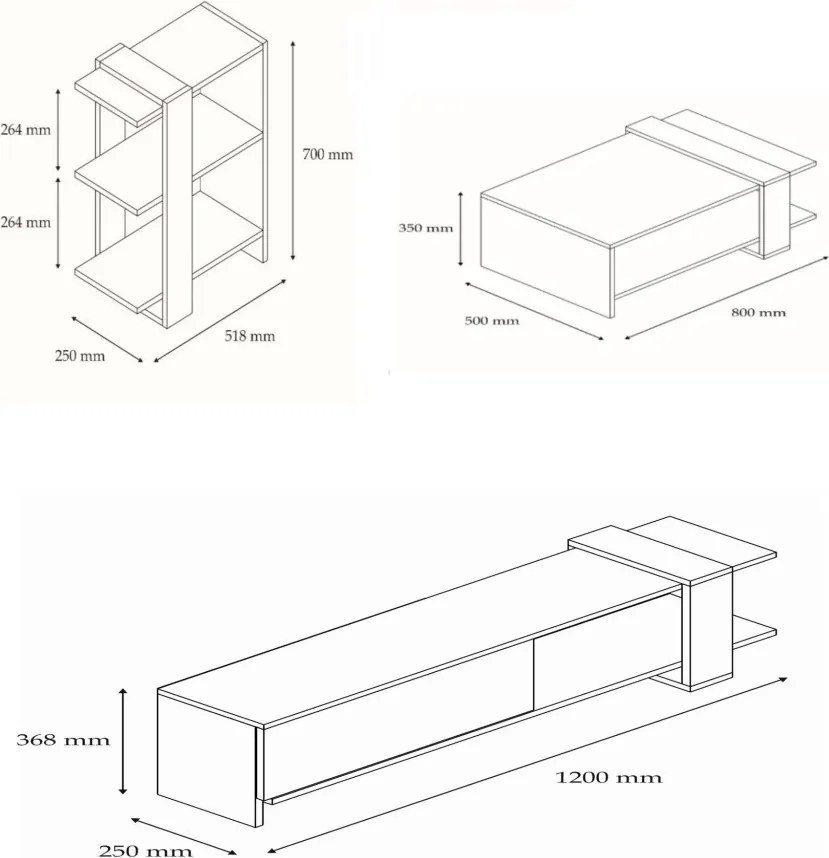 Gaye nappali bútorszett, dió-fehér, 120 cm