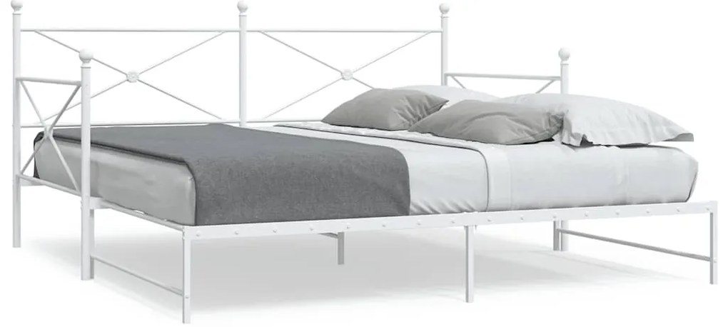 Daybed with Trundle without Mattress White 100x190 cm acél