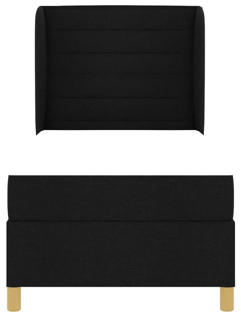 Boxspring Ágy Matrac nélkül Fekete 80x200 cm Szövet