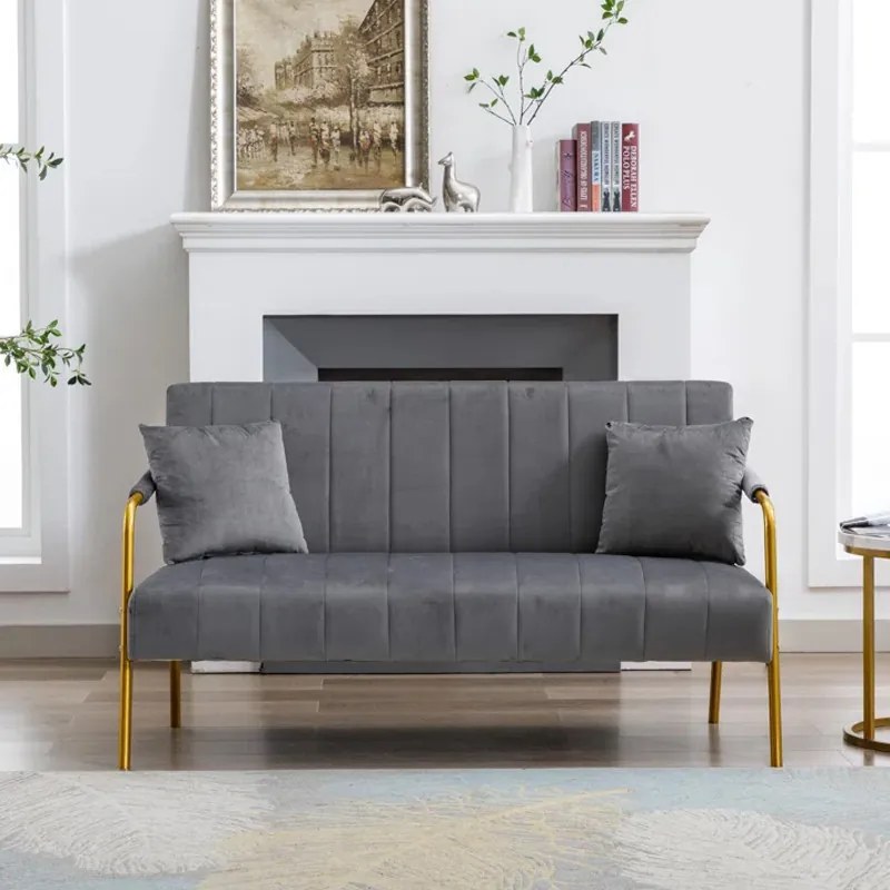 BeComfort 2 személyes bársony hatású fotel szürke 120x58x72cm FUR-1655-2