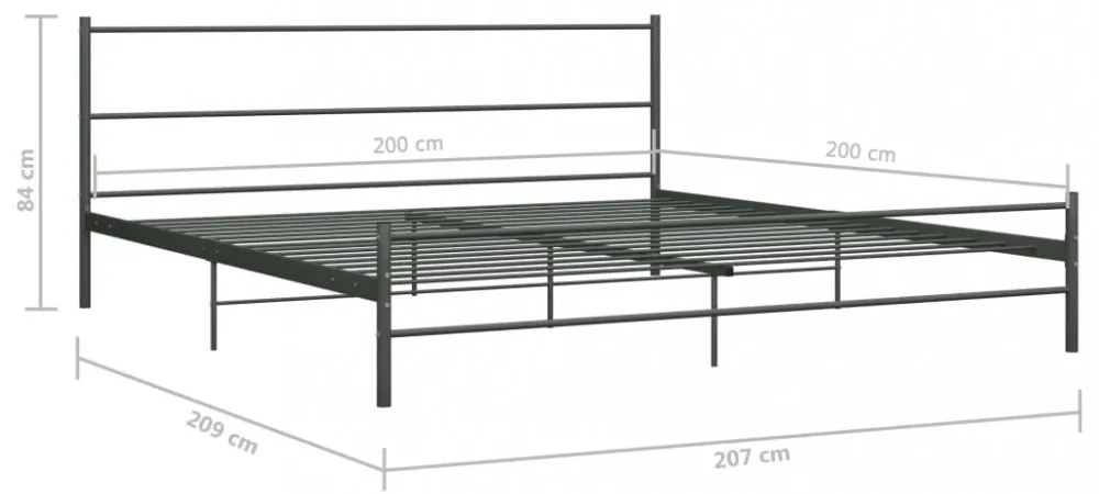 szürke fém ágykeret 200 x 200 cm