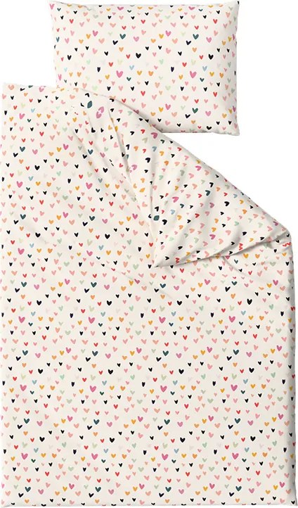 Pamut ágynemű DOTHEARTS POLY krém színű Ágyneműhuzat mérete: 2 db 70 x 90 cm | 200 x 220 cm