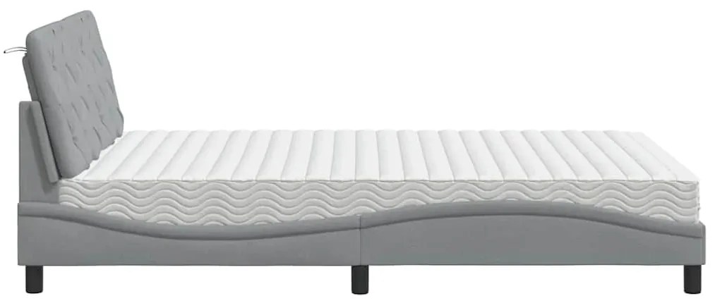 világosszürke szövet ágy matraccal 140x190 cm