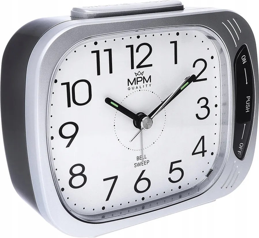 Ezüst Klasszikus Jól Olvasható Ébresztőóra Mpm C01.4250.70 Hangos Szundi Riasztás