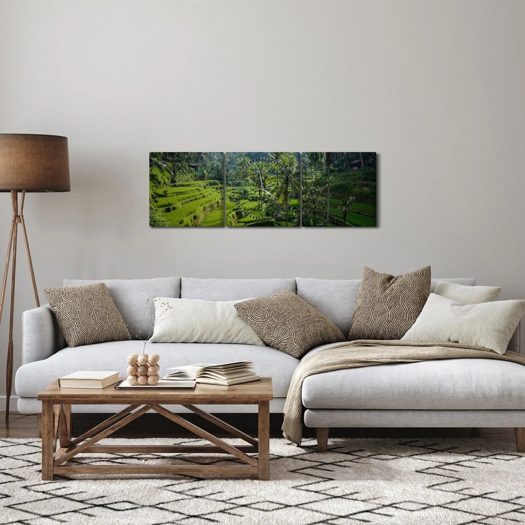 Kép a rizs teraszokról, Tegalalang, Bal (órával) (90x30 cm)