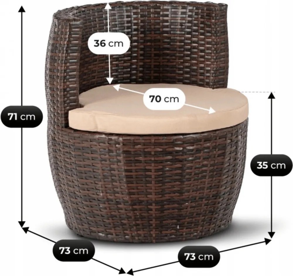 Kerti bútor szett barna/bézs színben – FRIO