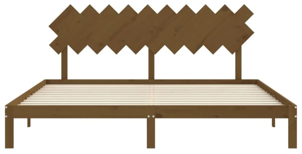 mézbarna tömör fa ágykeret fejtámlával 200 x 200 cm