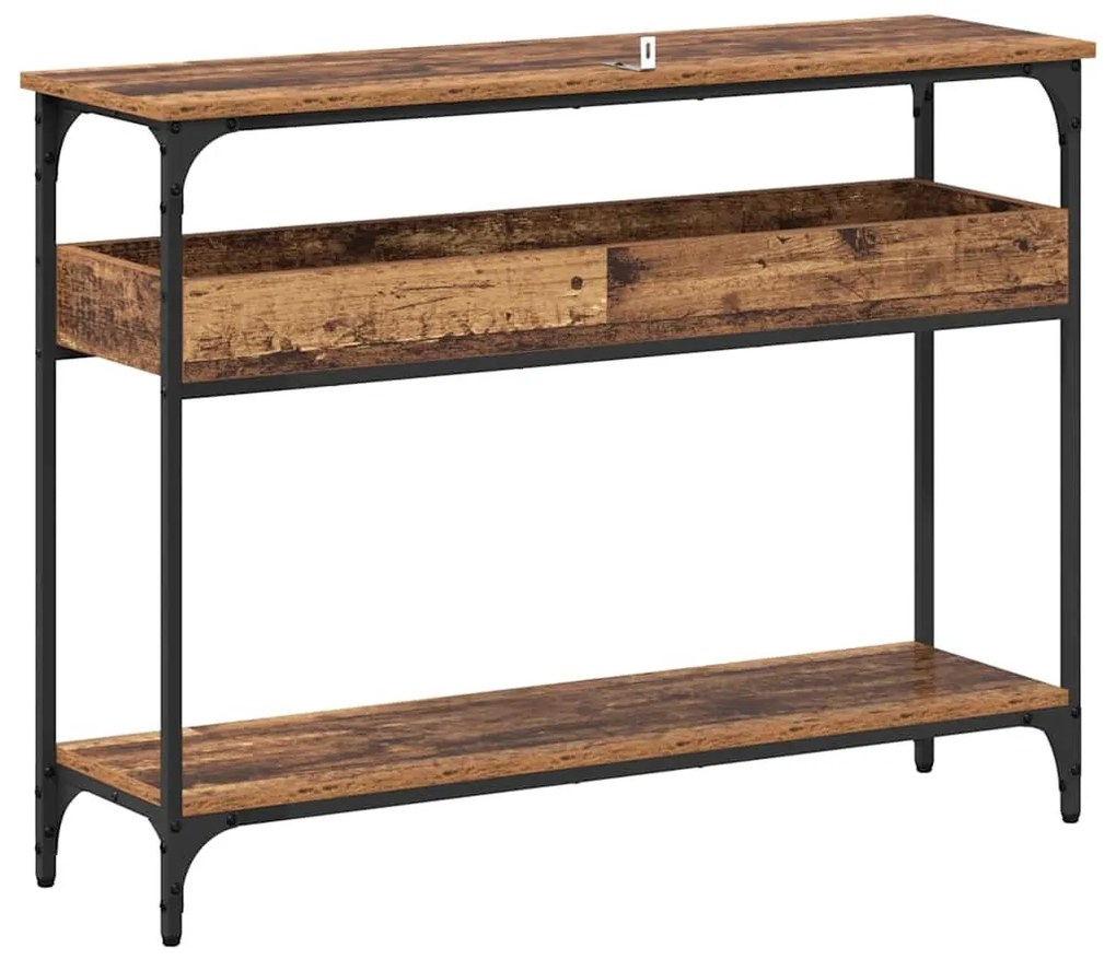 Konzolasztal polcokkal Régi fa 100 x 29 x 75 cm Faanyag