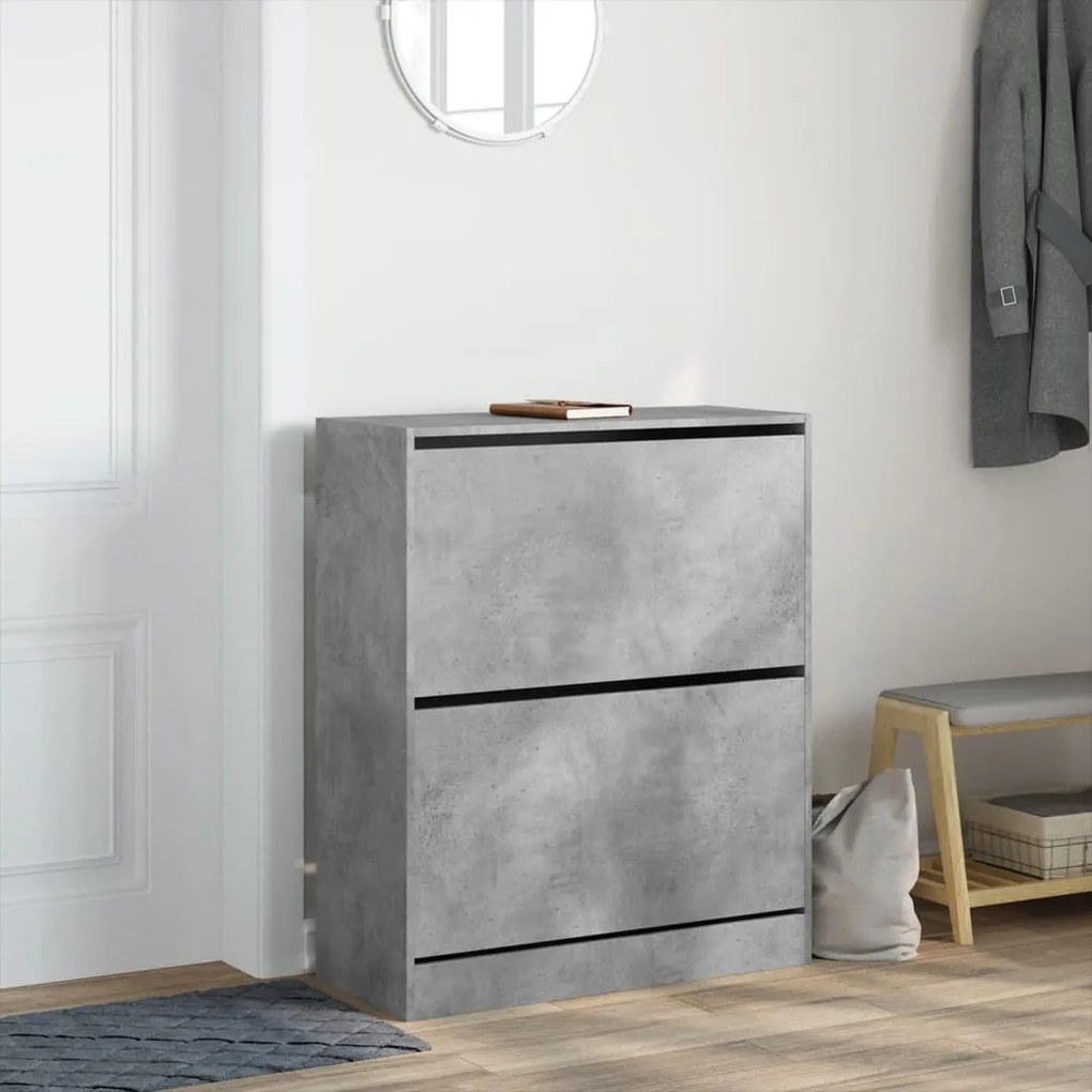 betonszürke szerelt fa cipőszekrény 80 x 34 x 96,5 cm