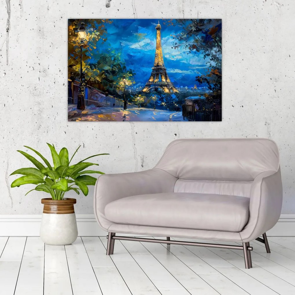 Kép - Olajfestmény az Eiffel-toronyról (90x60 cm)