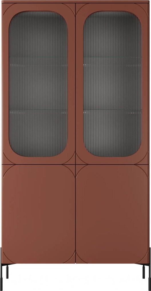 Sonatia vitrines szekrény 100 cm négyajtós - bordó